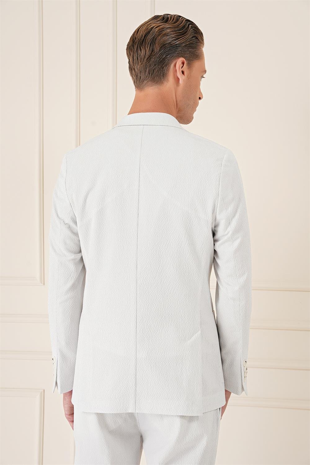 C 678 Comfort Fit Gofre Kumaş Pamuk Yelekli Casuel Taş Ceket