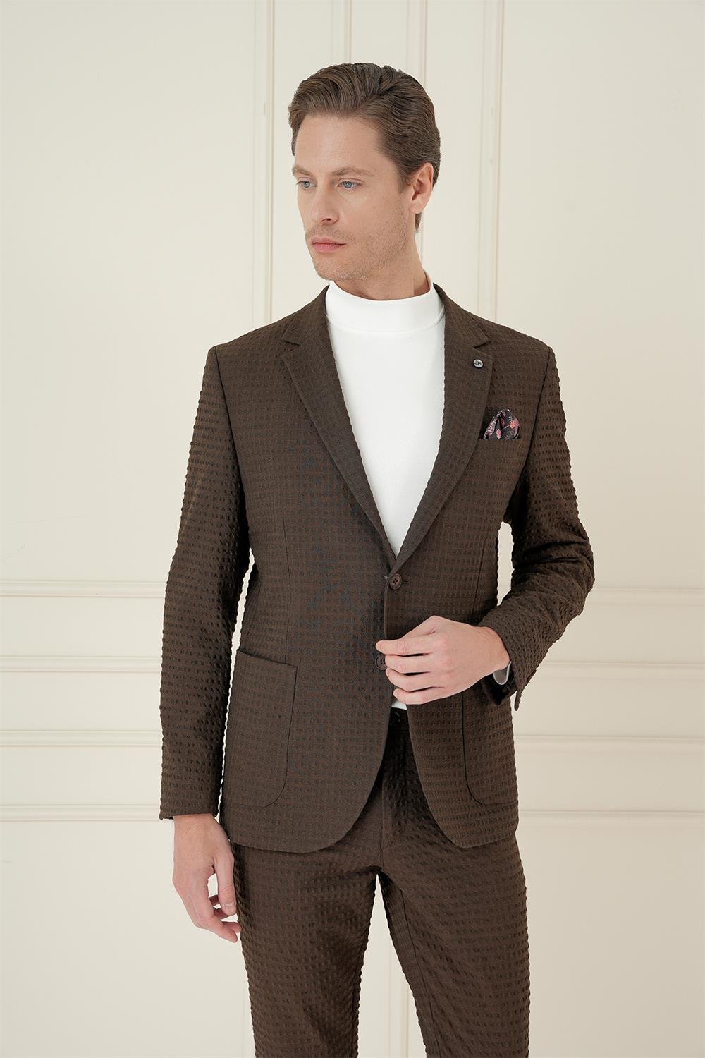 C 695 Slim Fit Kakao Spor Ceket