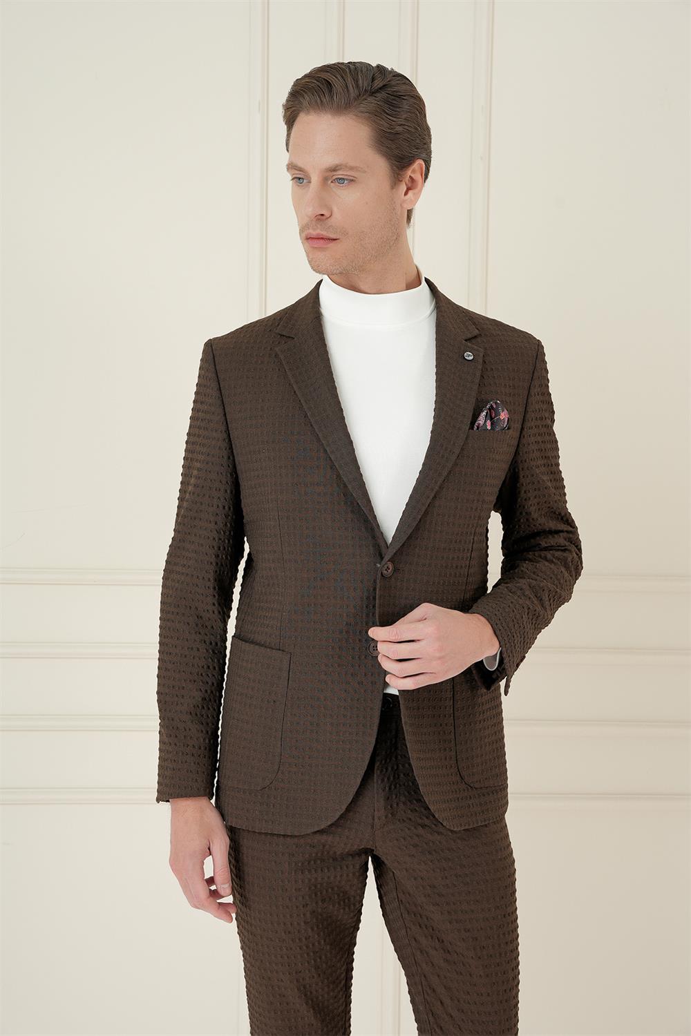 C 695 Slim Fit Kakao Spor Ceket
