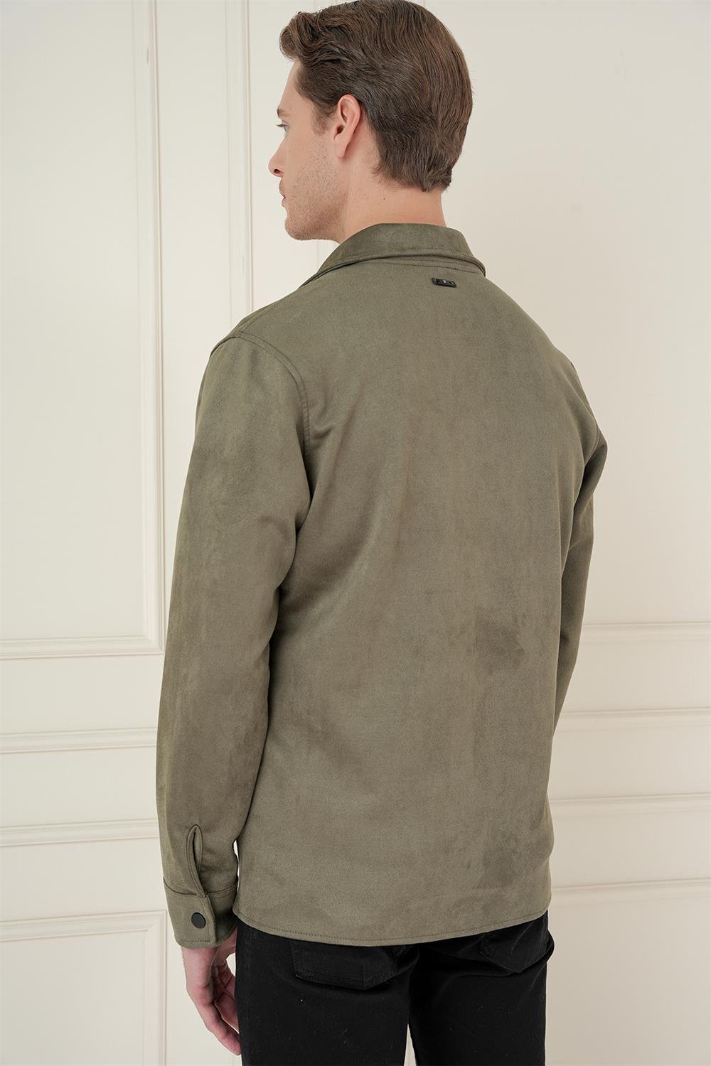 C 699 Comfort Fit Mono Yaka Kapaklı Cep Casual Haki Ceket