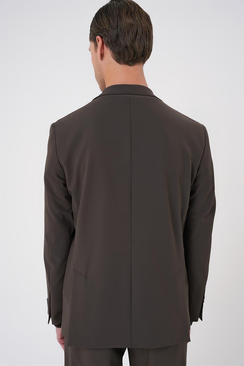 C 707 Comfort Fit Mono Yaka Torba Cep Casual Toprak Ceket