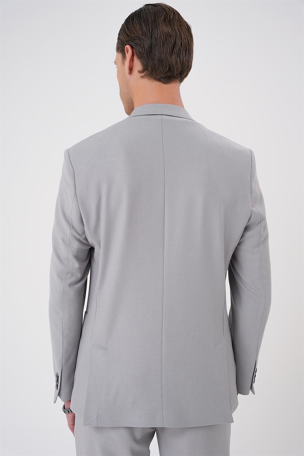 C 708 Comfort Fit Mono Yaka Torba Cep Casual Gri Ceket
