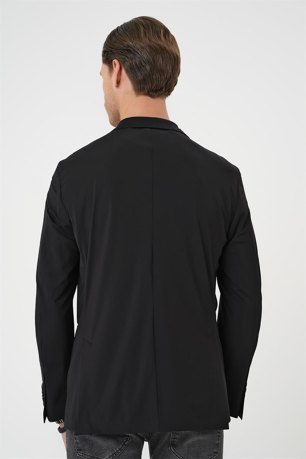 C 709 Regular Kalıp Mono Yaka Torba Cep Casual Siyah Ceket