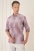 Comfort Fit Batik Desen %100 Keten Bordo Gömlek G 1571