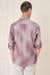 Comfort Fit Batik Desen %100 Keten Bordo Gömlek G 1571