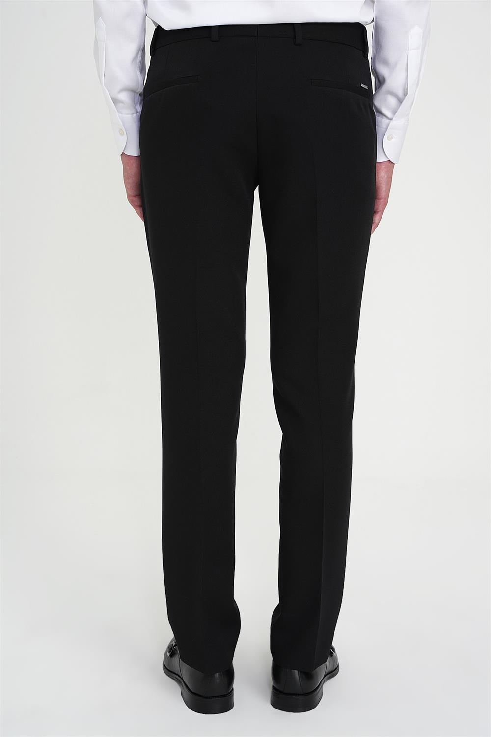 Comfort Fit Beli Lastikli Esnek Siyah Pantolon P 1169