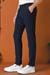 Comfort Fit Beli Lastikli Pötikareli Casuel Lacivert Pantolon P 1149