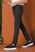 Comfort Fit Beli Lastikli Pötikareli Casuel Siyah Pantolon P 1149