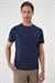 Comfort Fit Bisiklet Yaka Batik Görünmlü Kısa Kol Casual Lacivert Tişört Ts 905