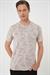 Comfort Fit Bisiklet Yaka Batik Görünmlü Kısa Kol Casual Bej Tişört Ts 905
