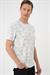 Comfort Fit Bisiklet Yaka Batik Görünmlü Kısa Kol Casual Ekru Tişört Ts 905