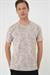 Comfort Fit Bisiklet Yaka Batik Görünmlü Kısa Kol Casual Bej Tişört Ts 905