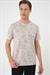 Comfort Fit Bisiklet Yaka Batik Görünmlü Kısa Kol Casual Bej Tişört Ts 905