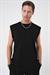 Comfort Fit Bisiklet Yaka Esnek Pamuk Kolsuz Spor Siyah Tişört Ts 898