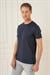 Comfort Fit Bisiklet Yaka Esnek Pamuk Casuel Lacivert Tişört Ts 885