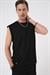 Comfort Fit Bisiklet Yaka Esnek Pamuk Kolsuz Spor Siyah Tişört Ts 898