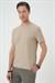 Comfort Fit Bisiklet Yaka Kabartma Desenli Casuel Bej Tişört Ts 899