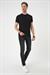 Comfort Fit Bisiklet Yaka Kabartma Desenli Casuel Siyah Tişört Ts 899