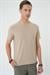 Comfort Fit Bisiklet Yaka Kabartma Desenli Casuel Bej Tişört Ts 899