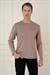 Comfort Fit Bisiklet Yaka Uzun Kol Casuel Vizon Tişört Ts 892