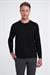 Comfort Fit Bisiklet Yaka Uzun Kol Casuel Siyah Tişört Ts 892
