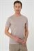 Comfort Fit Bisiklet Yaka Viskon Karışımlı Casual Kum Beji Tişört Ts 902