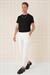 Comfort Fit Çift Pileli Dokulu Esnek Pamuk Ekru Pantolon P 1158