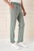 Comfort Fit Çift Pileli Dokulu Esnek Pamuk Yeşil Pantolon P 1158