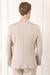 Comfort Fit Çift Yırtmaç İtalyan Çizgili Keten Casuel Bej Ceket C 671