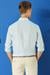 Comfort Fit Düğmeli Yaka %100 Keten Apoletli Casuel Mavi Gömlek G 1564