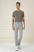 Comfort Fit Gofre Dokulu Beli Lastikli Pileli Gri Jogger Pantolon P 1174