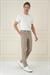 Comfort Fit Gofre Dokulu Beli Lastikli Pileli Bej Jogger Pantolon P 1174