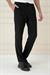 Comfort Fit Gofre Dokulu Beli Lastikli Pileli Siyah Jogger Pantolon P 1174