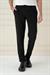 Comfort Fit Gofre Dokulu Beli Lastikli Pileli Siyah Jogger Pantolon P 1174
