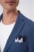 Comfort Fit Mono Yaka Çift Yırtmaç Torba Cep Kendinden Desenli Casual İndigo Ceket C 706