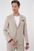 Comfort Fit Mono Yaka Çift Yırtmaç Torba Cep Kendinden Desenli Casual Bej Ceket C 706