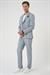 Comfort Fit Mono Yaka Çift Yırtmaç Torba Cep Kendinden Desenli Casual Gri Ceket C 705