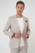 Comfort Fit Mono Yaka Çift Yırtmaç Torba Cep Kendinden Desenli Casual Bej Ceket C 705