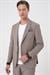 Comfort Fit Mono Yaka Çift Yırtmaç Torba Cep Gofre Kumaş Casual Vizon Ceket C 703