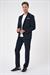 Comfort Fit Mono Yaka Çift Yırtmaç Torba Cep Gofre Kumaş Casual Lacivert Ceket C 703