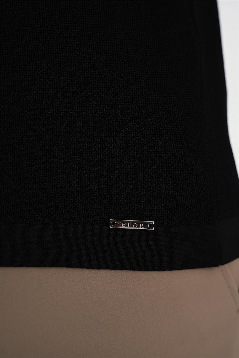 Comfort Fit Polo Yaka Kısa Kollu Siyah Triko Tr 883