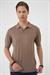 Comfort Fit Polo Yaka Pamuklu Kısa Kol Casuel Vizon Triko Tişört Tr 880