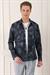 Comfort Fit Yan Cep Batik Desenli %100 Pamuk Çıtçıtlı Siyah Gömlek Ceket G 1568