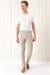 Comfort Fit Yandan Tokalı Çizgili Keten Casuel Bej Pantolon P 1151
