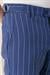 Comfort Fit Yandan Tokalı Çizgili Keten Casuel İndigo Pantolon P 1151