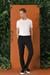 Comfort Fit Yandan Tokalı Çizgili Keten Casuel Siyah Pantolon P 1151