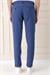 Comfort Fit Yandan Tokalı Çizgili Keten Casuel İndigo Pantolon P 1151
