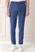 Comfort Fit Yandan Tokalı Çizgili Keten Casuel İndigo Pantolon P 1151