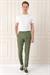 Comfort Fit Yandan Tokalı Çizgili Keten Casuel Haki Pantolon P 1151