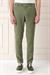 Comfort Fit Yandan Tokalı Çizgili Keten Casuel Haki Pantolon P 1151